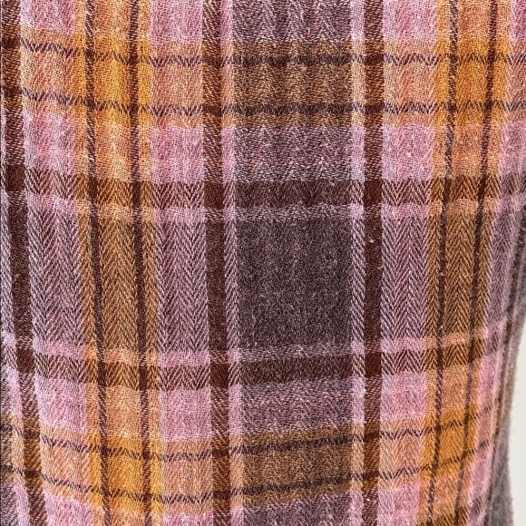 Free People x CP Shades Pink, Purple, Orange Plaid Overall Flare Wide Leg Sz S - Picture 13 of 13